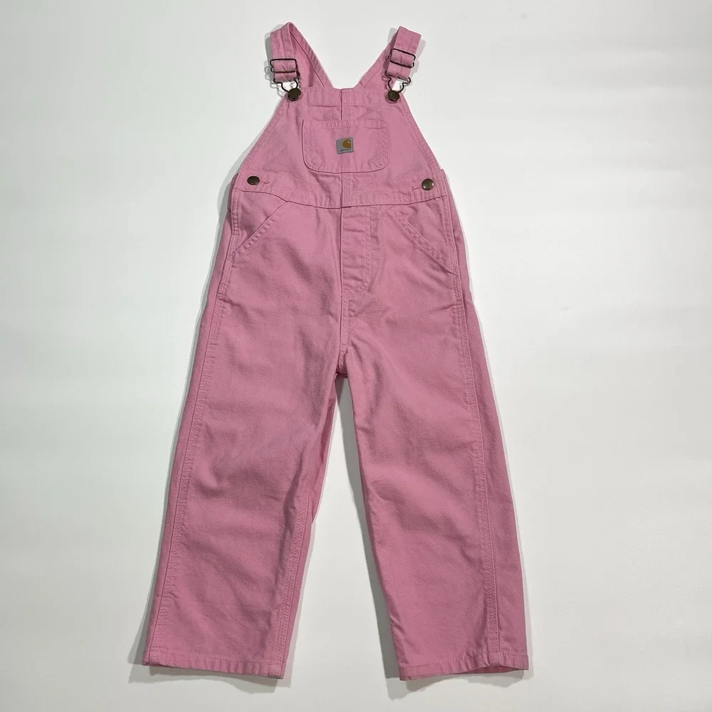 Carhartt Pink Bib Overalls Canvas Bibs Adjustable Straps Toddler Girls Size 3T